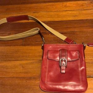 Red shoulder bag